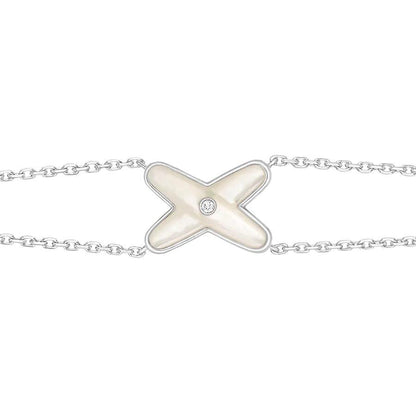 [Avelora]JEUX BRACELET WHITE MOP SILVER 1 DIAMOND