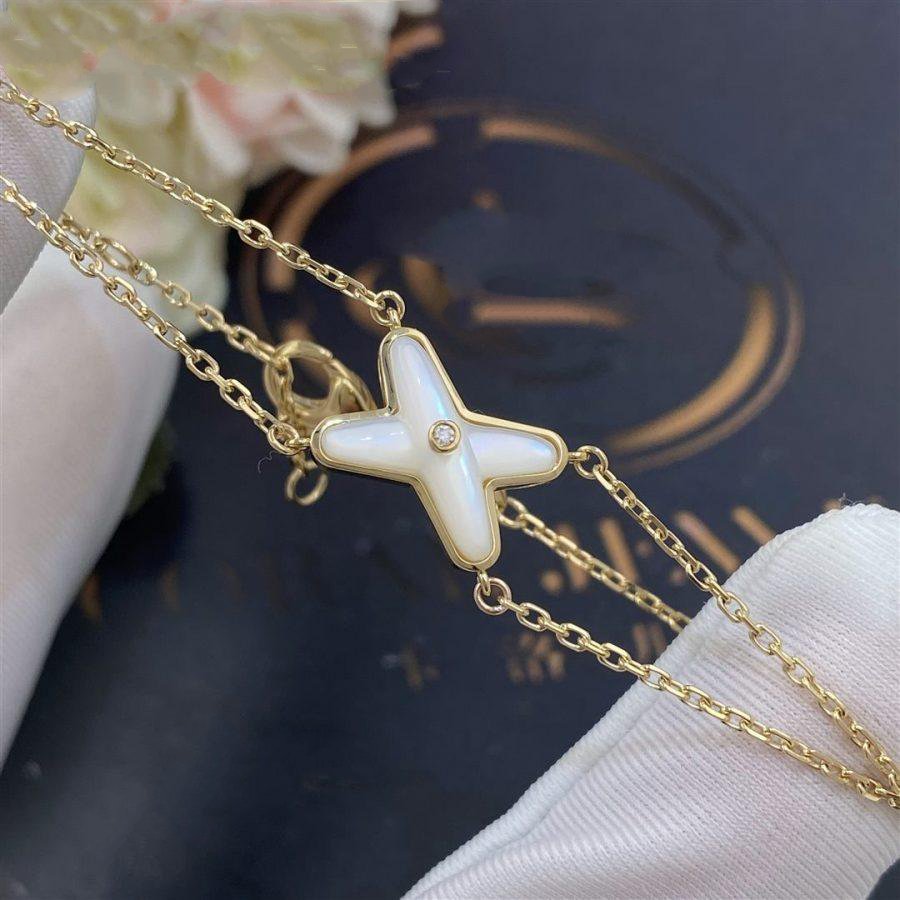 [Avelora]JEUX BRACELET WHITE MOP GOLD 1 DIAMOND