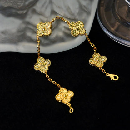 [Avelora]LUCKY CLOVER 5-MOTIF BRACELET - BRONZING