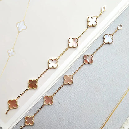 [Avelora]LUCKY CLOVER 5-MOTIF BRACELET - PINK MOTHER-OF-PEARL COLLECTION