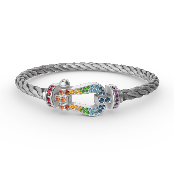 [Avelora]FORCE LARGE HORSESHOE COLORED DIAMOND BRACELET - WHITE GOLD