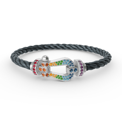 [Avelora]FORCE LARGE HORSESHOE COLORED DIAMOND BRACELET - WHITE GOLD