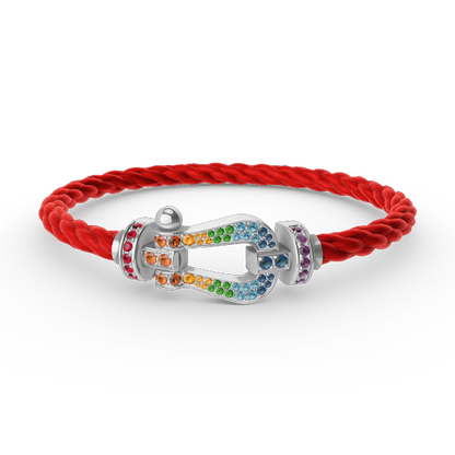 [Avelora]FORCE LARGE HORSESHOE COLORED DIAMOND BRACELET - WHITE GOLD