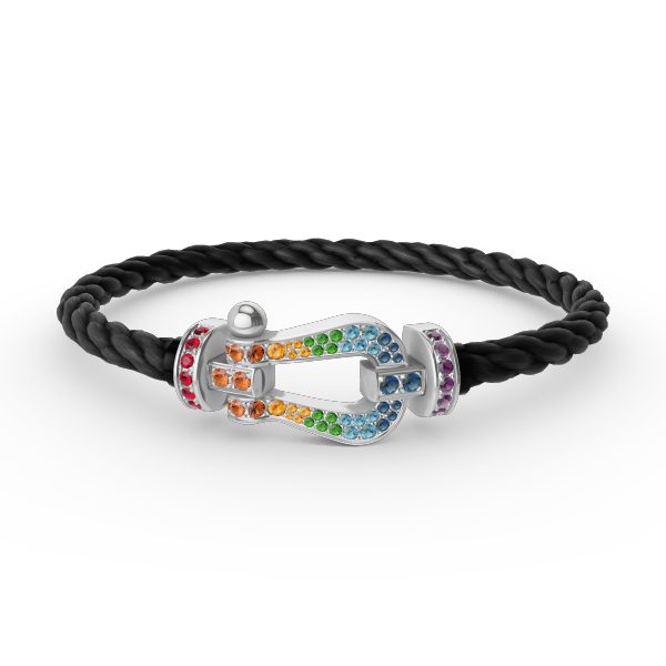 [Avelora]FORCE LARGE HORSESHOE COLORED DIAMOND BRACELET - WHITE GOLD