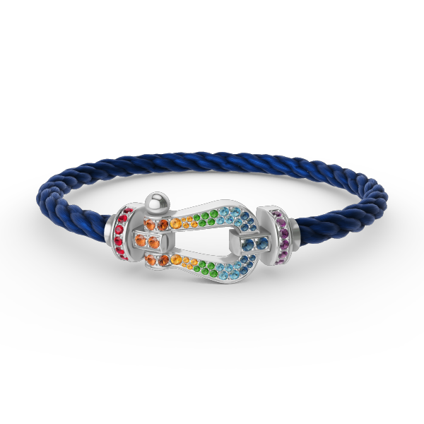 [Avelora]FORCE LARGE HORSESHOE COLORED DIAMOND BRACELET - WHITE GOLD