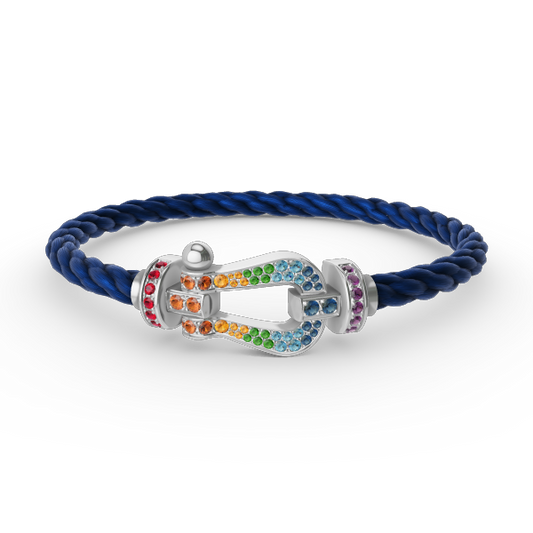 [Avelora]FORCE LARGE HORSESHOE COLORED DIAMOND BRACELET - WHITE GOLD