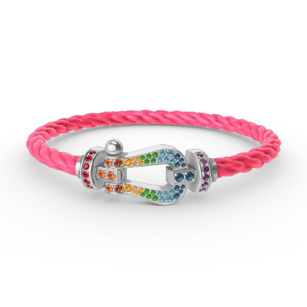 [Avelora]FORCE LARGE HORSESHOE COLORED DIAMOND BRACELET - WHITE GOLD