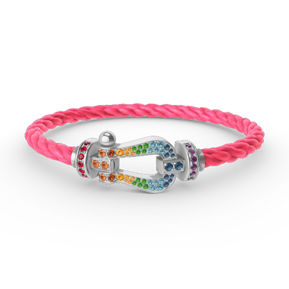 [Avelora]FORCE LARGE HORSESHOE COLORED DIAMOND BRACELET - WHITE GOLD