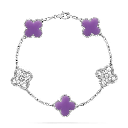 [Avelora]LUCKY CLOVER 5-MOTIF BRACELET - LAVENDER COLLECTION