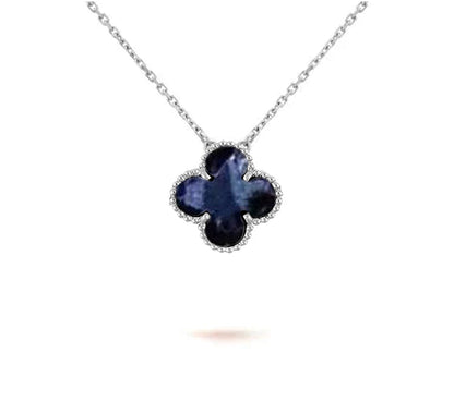 [Avelora]15MM CLOVER FLOWER PENDANT NECKLACE WHITE GOLD COLLECTION