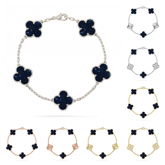 [Avelora]LUCKY CLOVER 5-MOTIF BRACELET - PIETERSITE COLLECTION