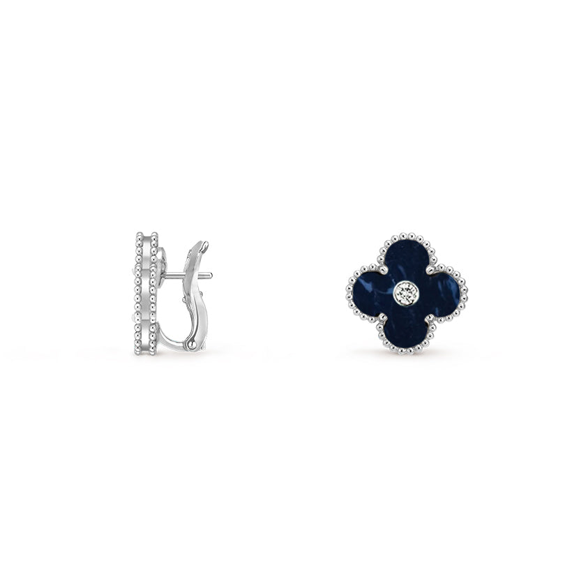 [Avelora]15MM CLOVER FLOWER STUD EARRINGS DIAMOND-WHITE GOLD COLLECTION