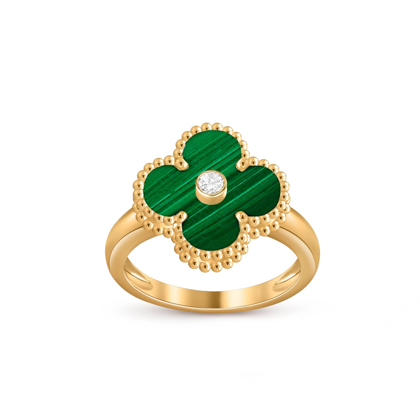 [Avelora]LUCKY CLOVER DIAMOND-ACCENT GOLD RING COLLECTION