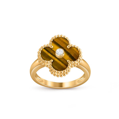 [Avelora]LUCKY CLOVER DIAMOND-ACCENT GOLD RING COLLECTION