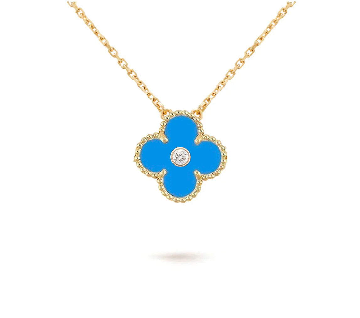 [Avelora]15MM CLOVER FLOWER DIAMOND PENDANT NECKLACE COLLECTION