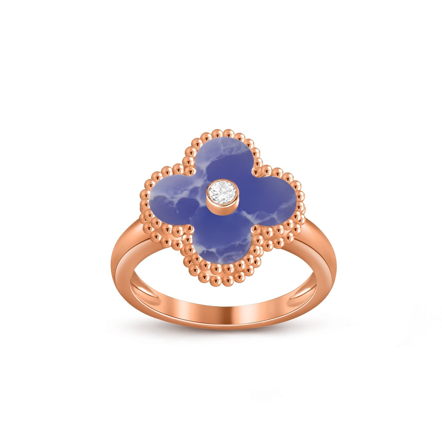 [Avelora]LUCKY CLOVER DIAMOND-ACCENT ROSE GOLD RING COLLECTION