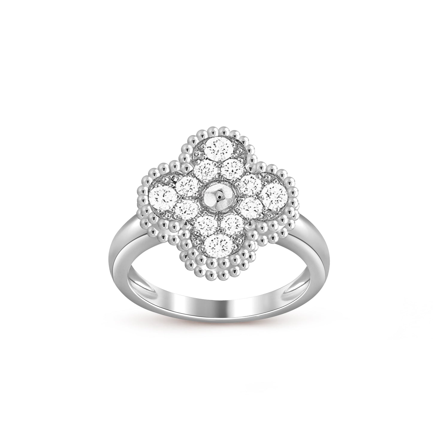 [Avelora]LUCKY CLOVER VINTAGE WHITE GOLD RING COLLECTION