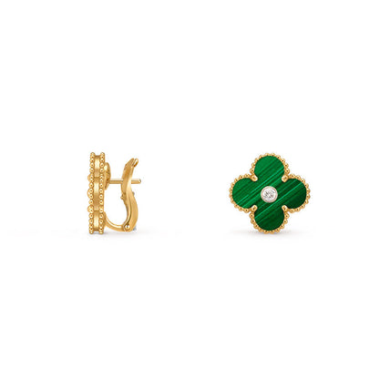 [Avelora]15MM CLOVER FLOWER STUD EARRINGS DIAMOND-GOLD COLLECTION