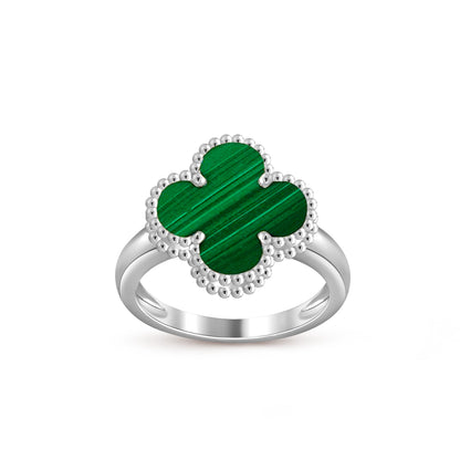 [Avelora]LUCKY CLOVER VINTAGE WHITE GOLD RING COLLECTION