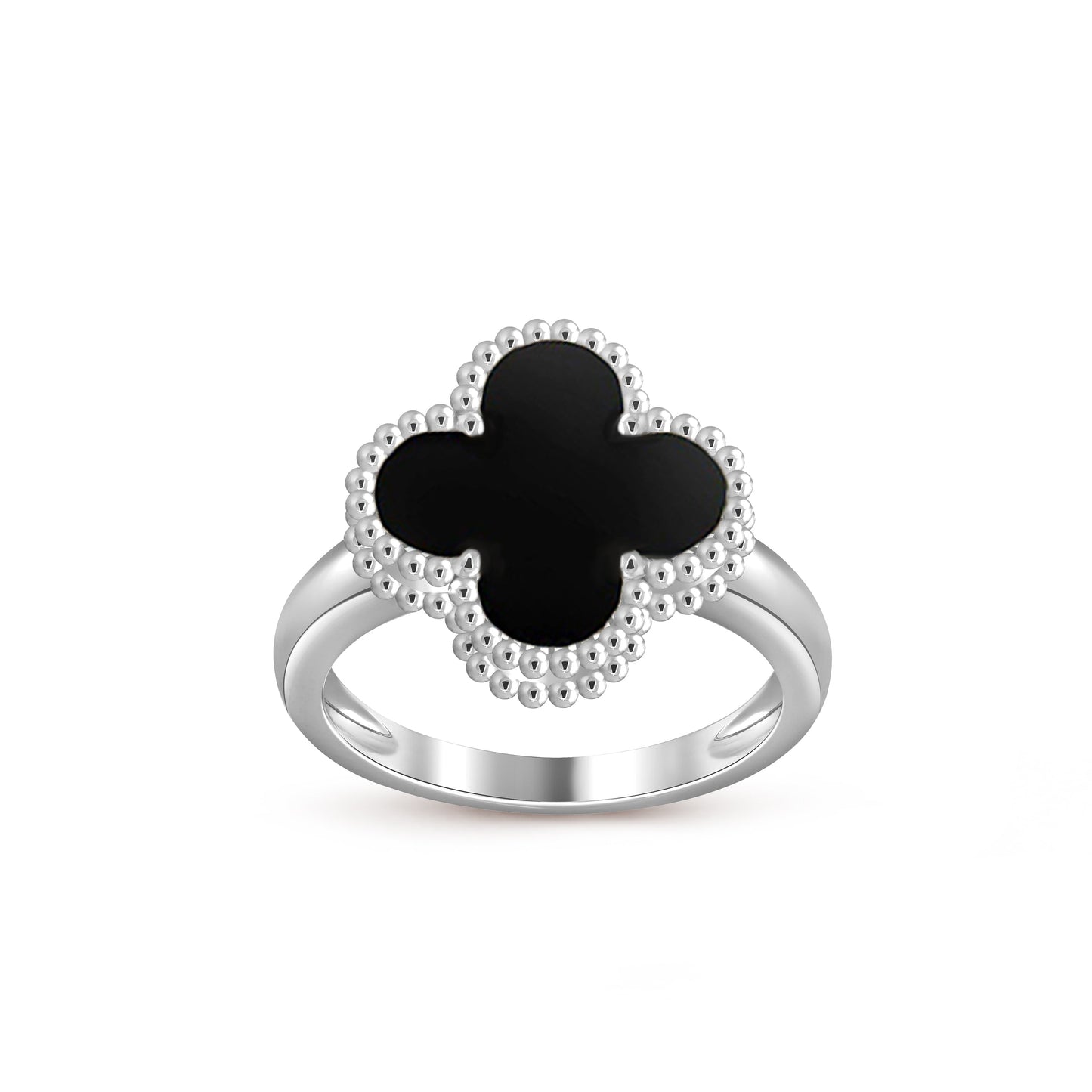 [Avelora]LUCKY CLOVER VINTAGE WHITE GOLD RING COLLECTION