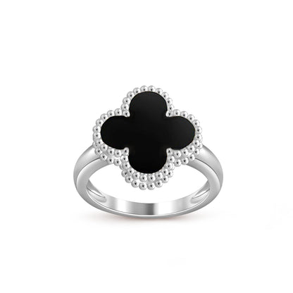 [Avelora]LUCKY CLOVER VINTAGE WHITE GOLD RING COLLECTION