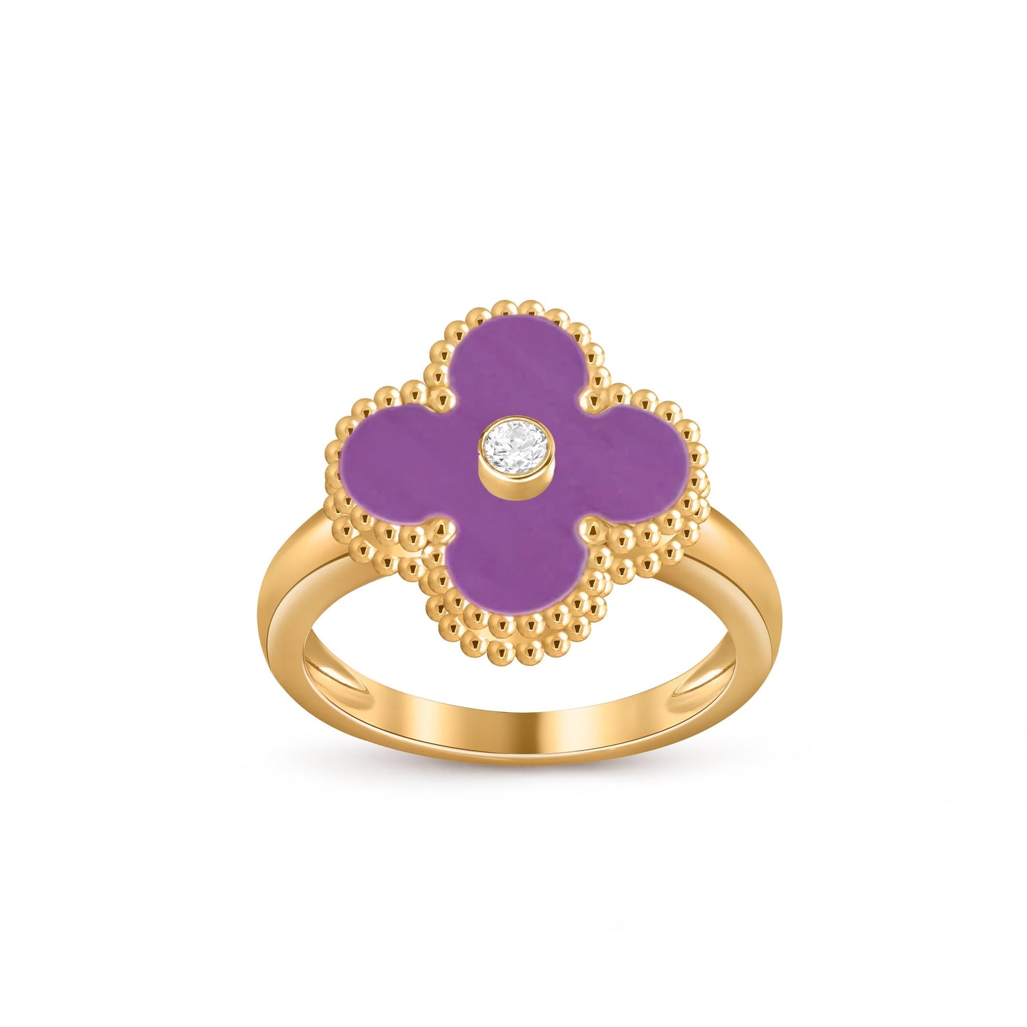 [Avelora]LUCKY CLOVER DIAMOND-ACCENT GOLD RING COLLECTION