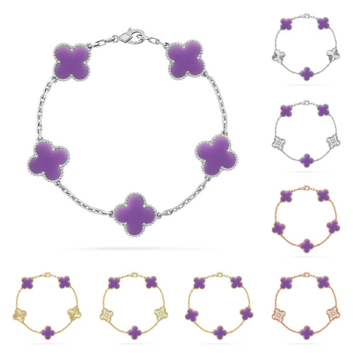 [Avelora]LUCKY CLOVER 5-MOTIF BRACELET - LAVENDER COLLECTION