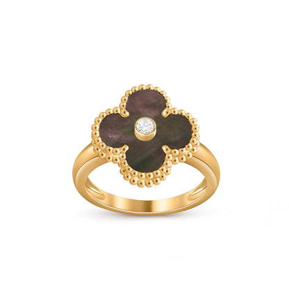 [Avelora]LUCKY CLOVER DIAMOND-ACCENT GOLD RING COLLECTION