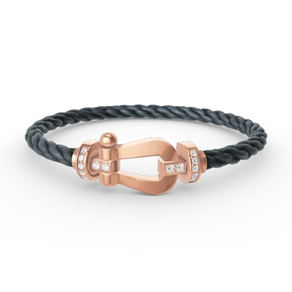 [Avelora]FORCE LARGE HORSESHOE HALF DIAMOND BRACELET - ROSE GOLD