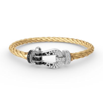 [Avelora]FORCE LARGE HORSESHOE BLACK & WHITE DIAMOND BRACELET - WHITE GOLD