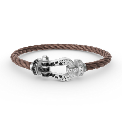 [Avelora]FORCE LARGE HORSESHOE BLACK & WHITE DIAMOND BRACELET - WHITE GOLD