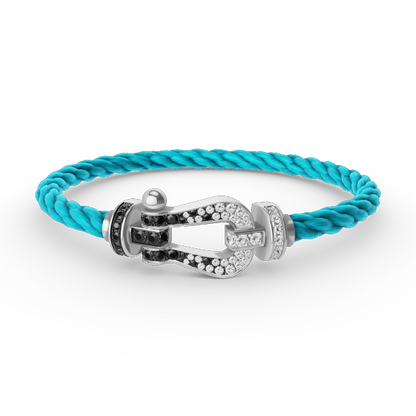 [Avelora]FORCE LARGE HORSESHOE BLACK & WHITE DIAMOND BRACELET - WHITE GOLD
