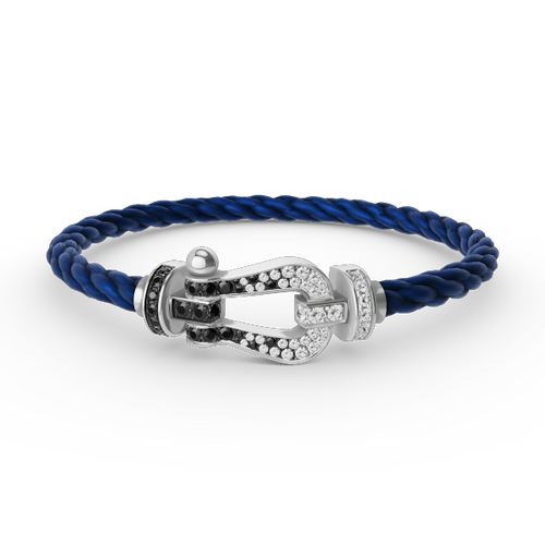 [Avelora]FORCE LARGE HORSESHOE BLACK & WHITE DIAMOND BRACELET - WHITE GOLD