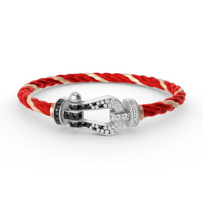 [Avelora]FORCE LARGE HORSESHOE BLACK & WHITE DIAMOND BRACELET - WHITE GOLD