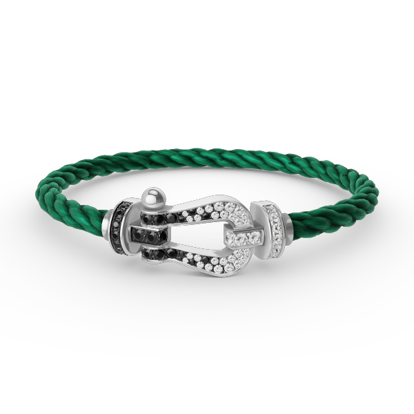 [Avelora]FORCE LARGE HORSESHOE BLACK & WHITE DIAMOND BRACELET - WHITE GOLD