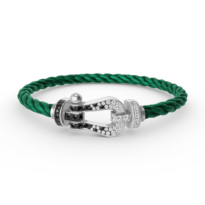 [Avelora]FORCE LARGE HORSESHOE BLACK & WHITE DIAMOND BRACELET - WHITE GOLD