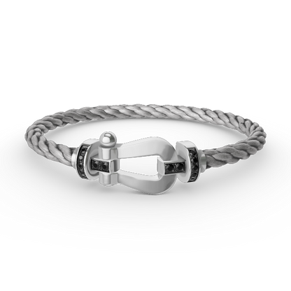 [Avelora]FORCE LARGE HORSESHOE BLACK DIAMOND BRACELET - WHITE GOLD