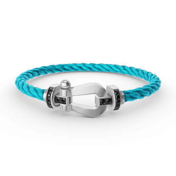 [Avelora]FORCE LARGE HORSESHOE BLACK DIAMOND BRACELET - WHITE GOLD