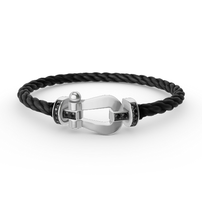 [Avelora]FORCE LARGE HORSESHOE BLACK DIAMOND BRACELET - WHITE GOLD