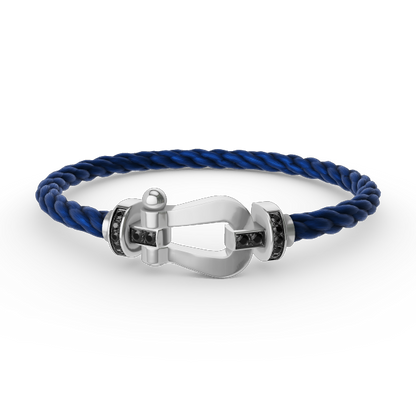 [Avelora]FORCE LARGE HORSESHOE BLACK DIAMOND BRACELET - WHITE GOLD