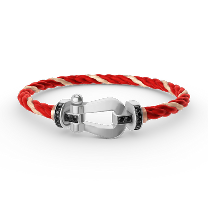 [Avelora]FORCE LARGE HORSESHOE BLACK DIAMOND BRACELET - WHITE GOLD