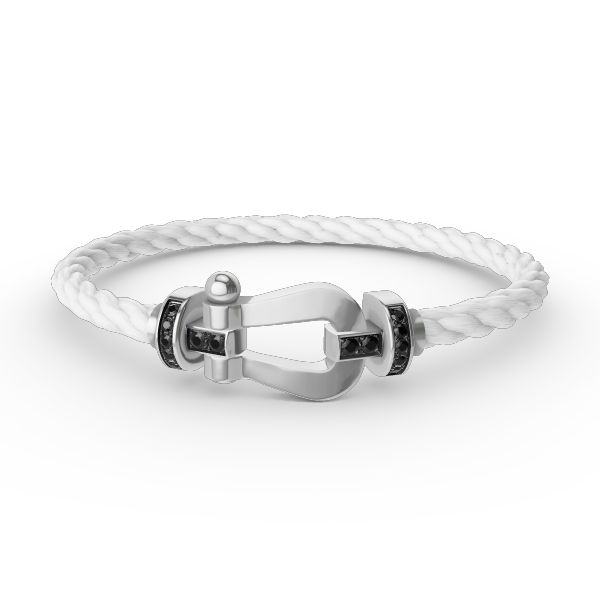 [Avelora]FORCE LARGE HORSESHOE BLACK DIAMOND BRACELET - WHITE GOLD