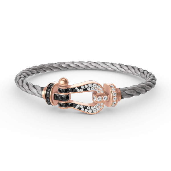 [Avelora]FORCE LARGE HORSESHOE BLACK & WHITE DIAMOND BRACELET - ROSE GOLD