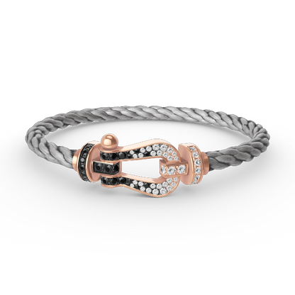 [Avelora]FORCE LARGE HORSESHOE BLACK & WHITE DIAMOND BRACELET - ROSE GOLD