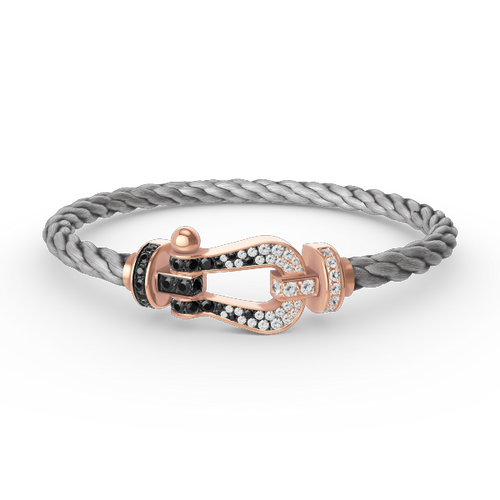 [Avelora]FORCE LARGE HORSESHOE BLACK & WHITE DIAMOND BRACELET - ROSE GOLD