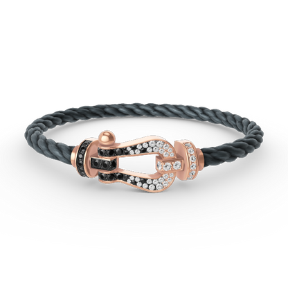 [Avelora]FORCE LARGE HORSESHOE BLACK & WHITE DIAMOND BRACELET - ROSE GOLD