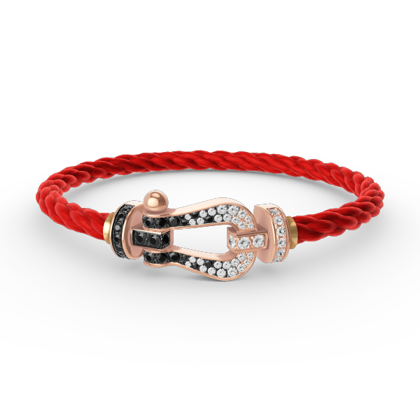 [Avelora]FORCE LARGE HORSESHOE BLACK & WHITE DIAMOND BRACELET - ROSE GOLD