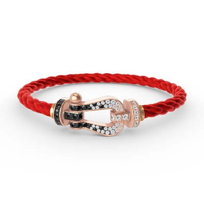 [Avelora]FORCE LARGE HORSESHOE BLACK & WHITE DIAMOND BRACELET - ROSE GOLD