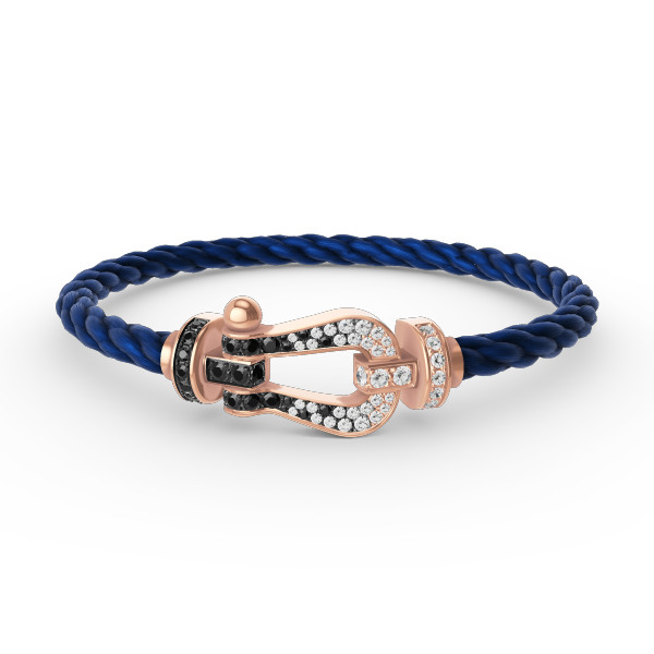 [Avelora]FORCE LARGE HORSESHOE BLACK & WHITE DIAMOND BRACELET - ROSE GOLD
