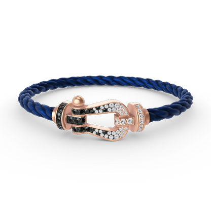 [Avelora]FORCE LARGE HORSESHOE BLACK & WHITE DIAMOND BRACELET - ROSE GOLD
